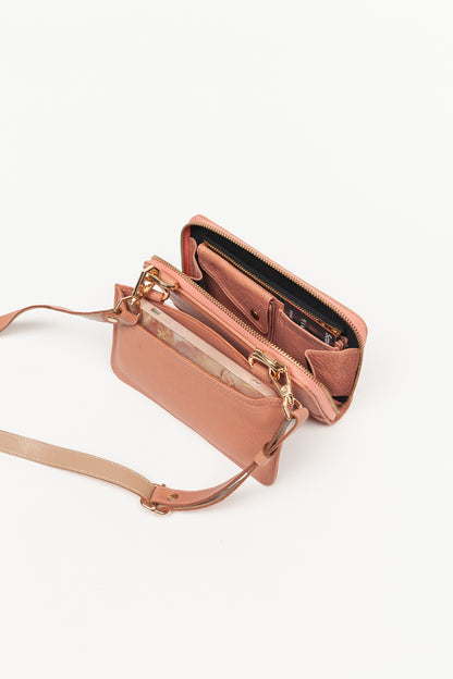 Bolsa pettite con portacelular rosa palo